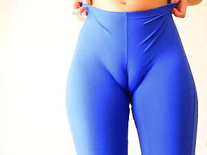 Busty Blonde Teen Working Out In Tight Blue Spandex. Bounce!