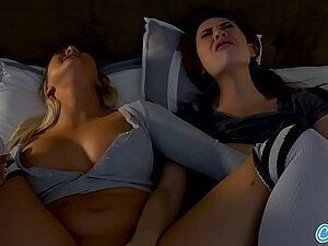 Lesbian Teen Step Sisters Masturbate  and Touch Each Other For Real Orgasms