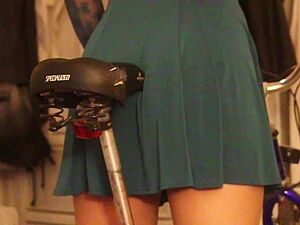 Step daughter learning to ride bike grinds in panties