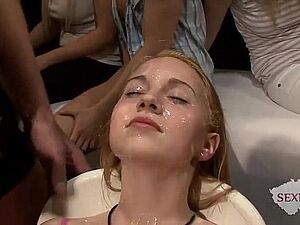 18yo Veronika with 50 guys in bukkake gangbang Part 2