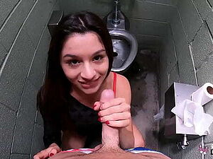 Real Teens - Mickey Violet Sucks A Cock In Public Toilet Before Riding It In The Hotel Room